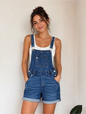 Judy Blue Denim Short Overalls - L